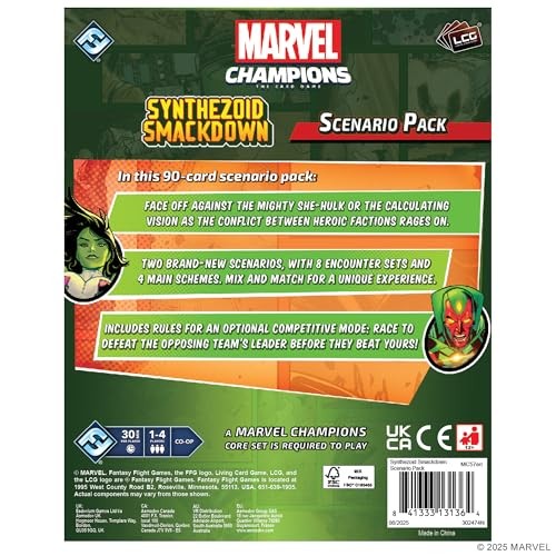 Asmodee Marvel Champions the Card Game Synthezoid Smackdown Scenario Pack - She-Hulk Vs. Vision Civil War, Cooperative Strategy Game for Kids & Adults