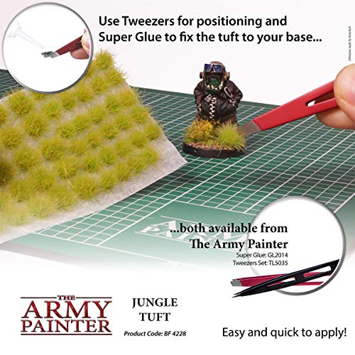 Jungle Tufts, 77 Self Adhesive Static Grass Tufts in 3 Sizes, for Model Bases, Terrain Scenics, Miniature Bases and Diorama Base, Green Grass Tufts