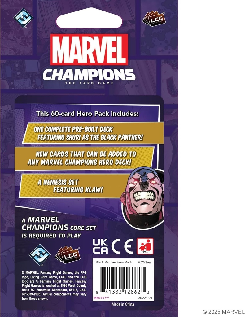 Fantasy Flight Games   Marvel Champions: the Card Game Black Panther   Board Game   Ages 14+   1-4 Players   90+ Minutes Playing Time