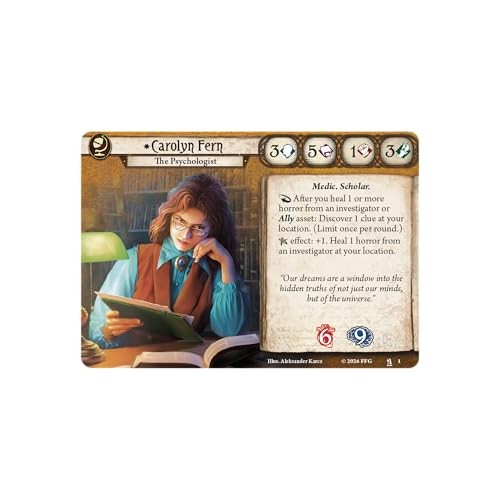 Asmodee Arkham Horror: the Card Game Carolyn Fern Investigator Deck - Seeker Role Deck with Healing & Horror Removal Abilities, Ages 14+, 1-4 Players,