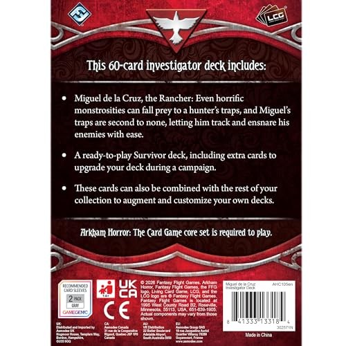 Asmodee Arkham Horror: the Card Game Miguel De La Cruz Investigator Deck - Survivor Role Deck with Traps & Tracking Abilities, Ages 14+, 1-4 Players, 