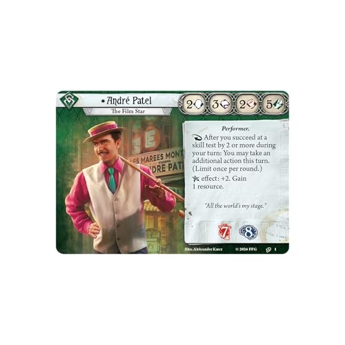 Asmodee Arkham Horror: the Card Game André Patel Investigator Deck - Rogue Role Deck with Extra Actions & Versatility, Ages 14+, 1-4 Players, 45+ Min