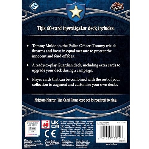 Asmodee Arkham Horror: the Card Game Tommy Muldoon Investigator Deck - Guardian Role Deck with Pre-Built Cards & Upgrade Options, Ages 14+, 1-4 Player