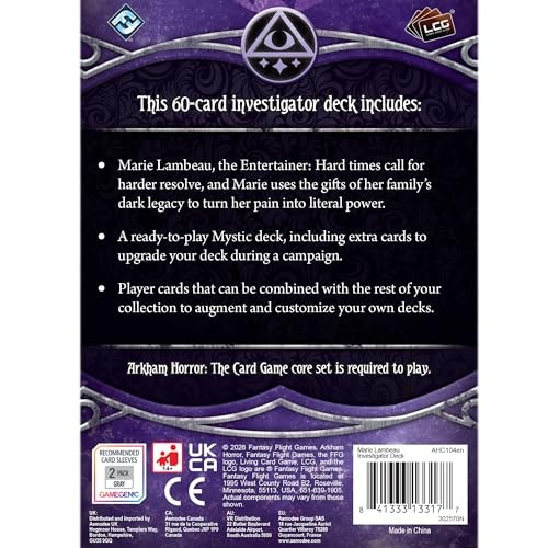 Asmodee Arkham Horror: the Card Game Marie Lambeau Investigator Deck - Mystic Role Deck with Spell & Spirit Abilities, Ages 14+, 1-4 Players, 45+ Min 