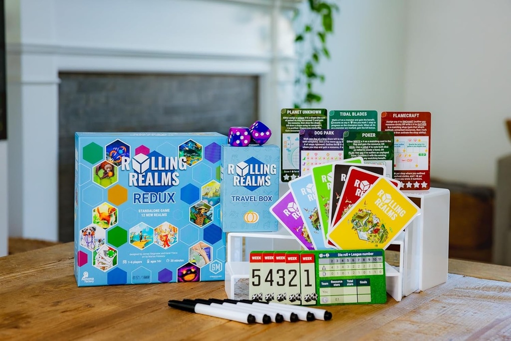 Rolling Realms Redux by Jamey Stegmaier | a Roll-and-Write Strategy Board Game from Stonemaier Games