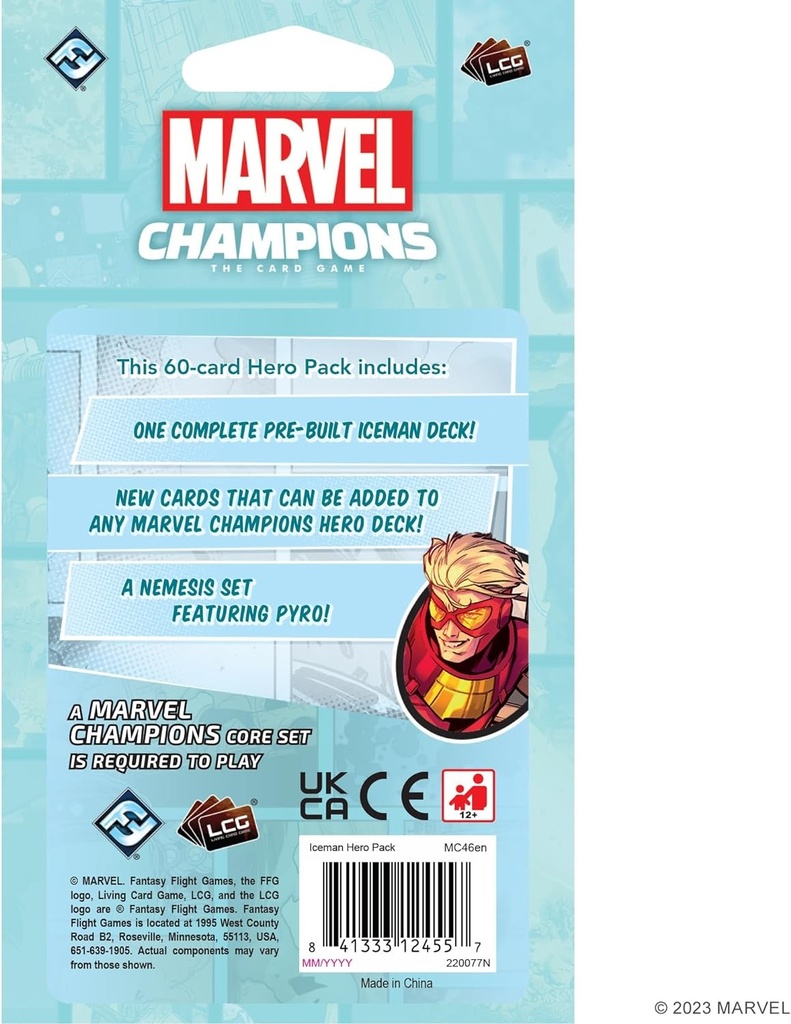 Fantasy Flight Games Marvel Champions the Card Game Iceman Hero Pack - Superhero Strategy Game Cooperative Game for Kids and Adults Ages 14+ 1-4 Pl