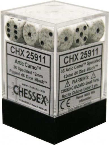 [CHX 25911] Chessex Speckled 12mm d6 Dice Blocks with Pips (36 Dice) - Arctic Camo