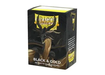 Dragon Shield Sleeves - Standard size - Matte Dual - Black & Gold (100 Sleeves)